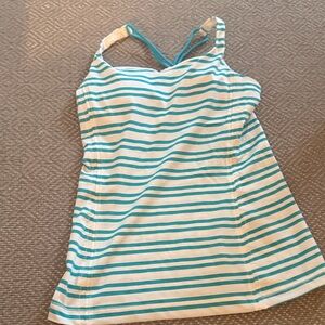 lululemon athletica Blue and White Striped Tank Top